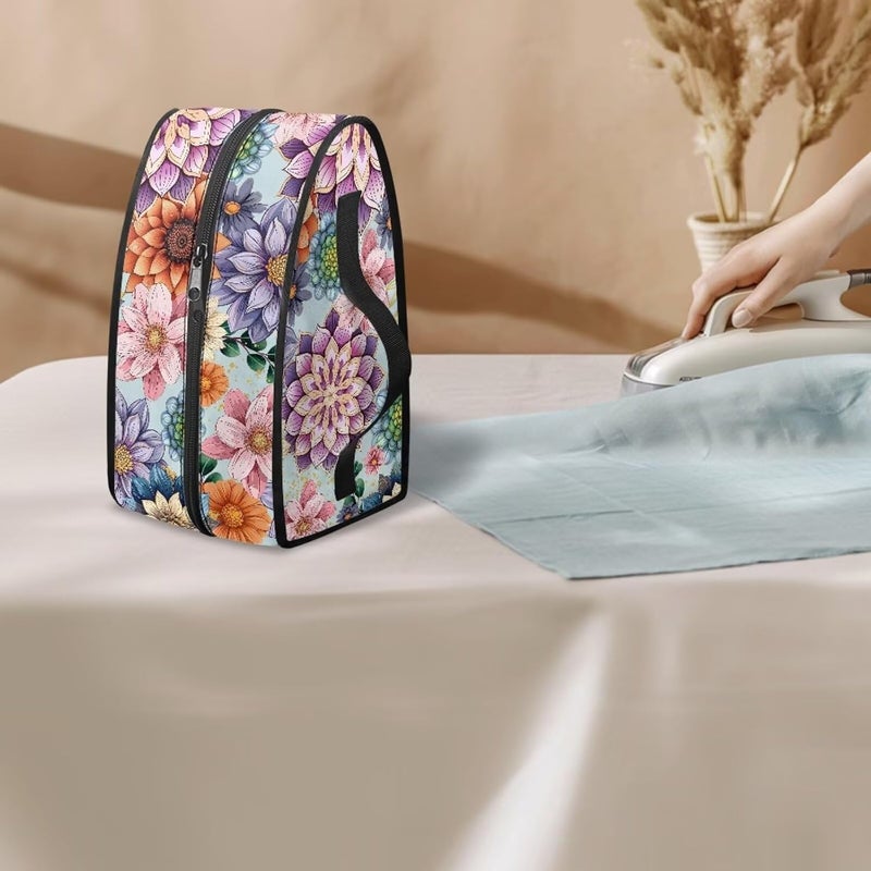 Goncariar Steam Iron Storage Bag with Zipper Handle, Foldable Portable Iron Storage Case Protective Carrying Bag Universal for Most Irons- Bright Blossom - Image 3
